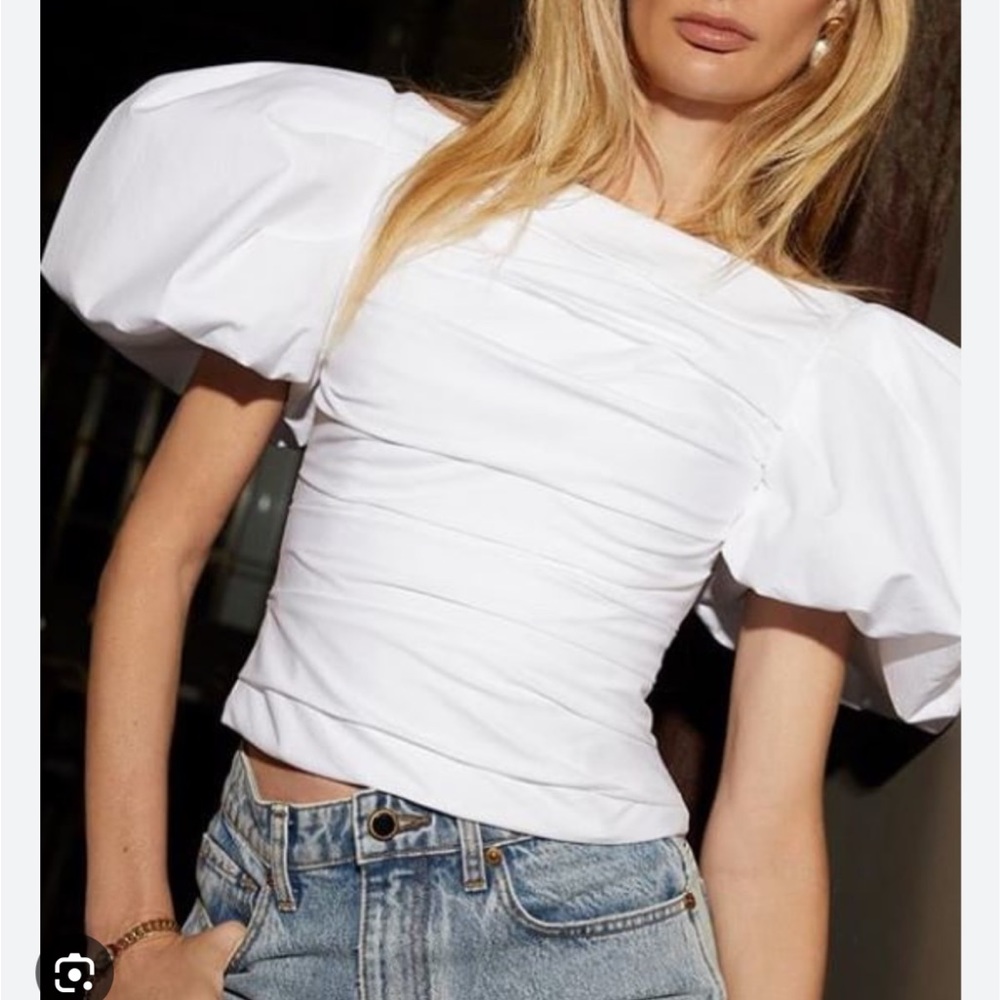 khaite Kai Poplin Puff-Sleeve Top